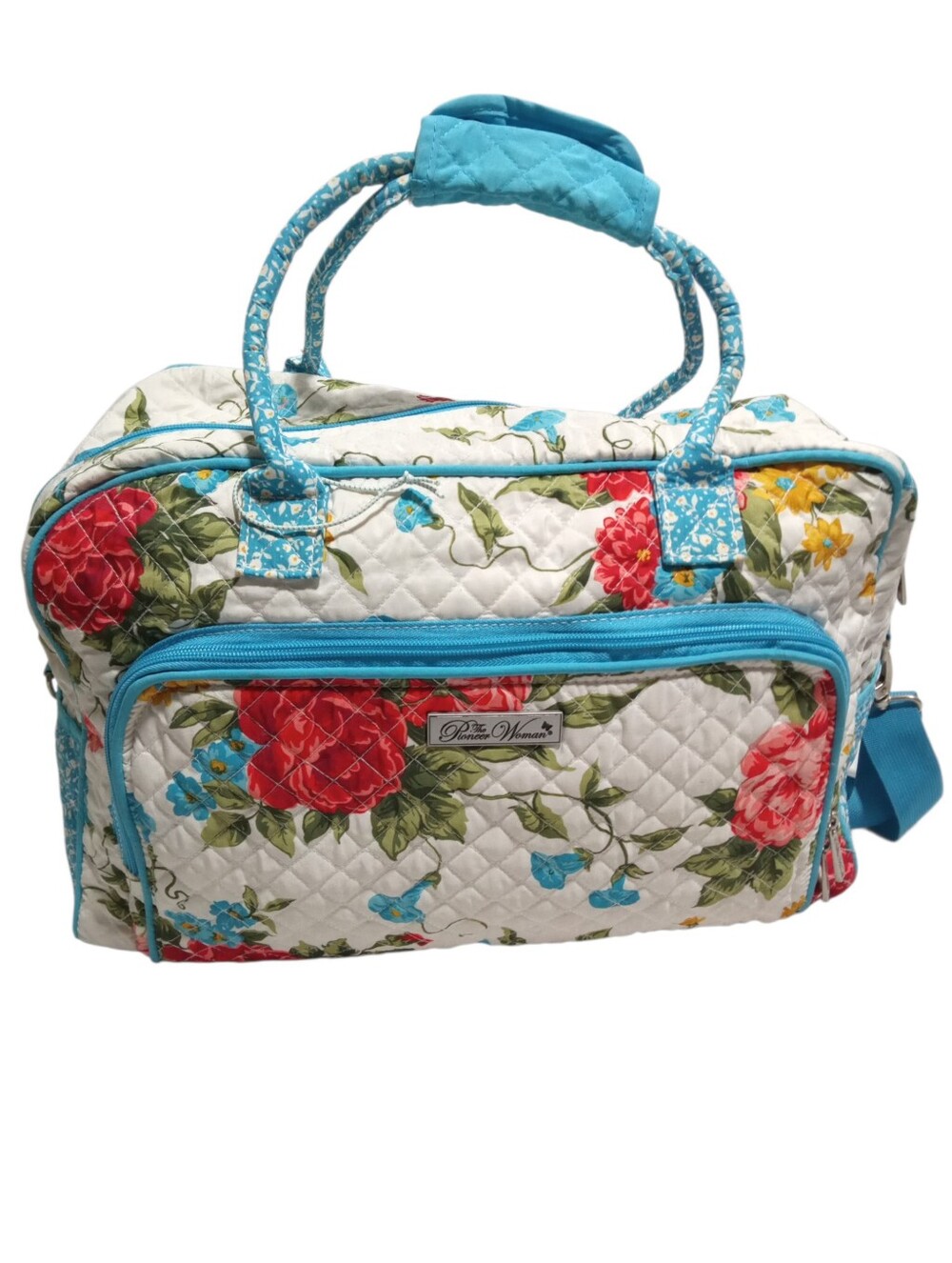 Pioneer Woman Sweet Rose Tote 18" Travel Quilted Fabric Weekender Bag